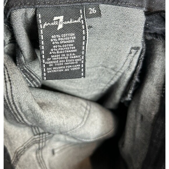 7 For All Mankind Jeans Size 26 Waist Skinny Rhinestone Pocket Rinsed Black - Picture 7 of 10